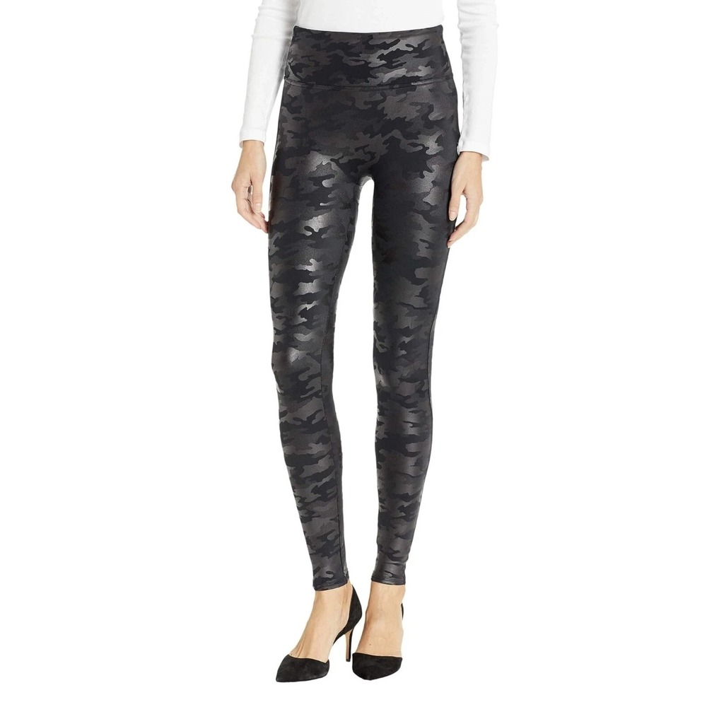 Spanx Leggings 20185R‎ Faux Leather Leggings Matte Black Camo M $110